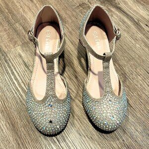 Link Jemma-12K Gold/Champagne Rhinestone Party Dress Shoes Size 1 Kids